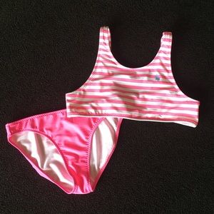 POLO by Ralph Lauren Girls Pink Stripe Swim Sz 16